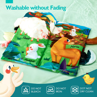 hahaland Baby Books 2PCS - Baby Toys 0-6 Months - Touch & Feel Tummy Time Sensory Soft Books for Babies 0-12 Months, Stroller Travel Toys
