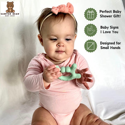 Silicone Hand Teether - I Love You Baby Teething Toy 0-12 Months | BPA - Free Toddlers Teething Relief | Massaging Teethers for Babies 3-6 Months | Infant Toy Teether 6-12 Months - Baby Gift