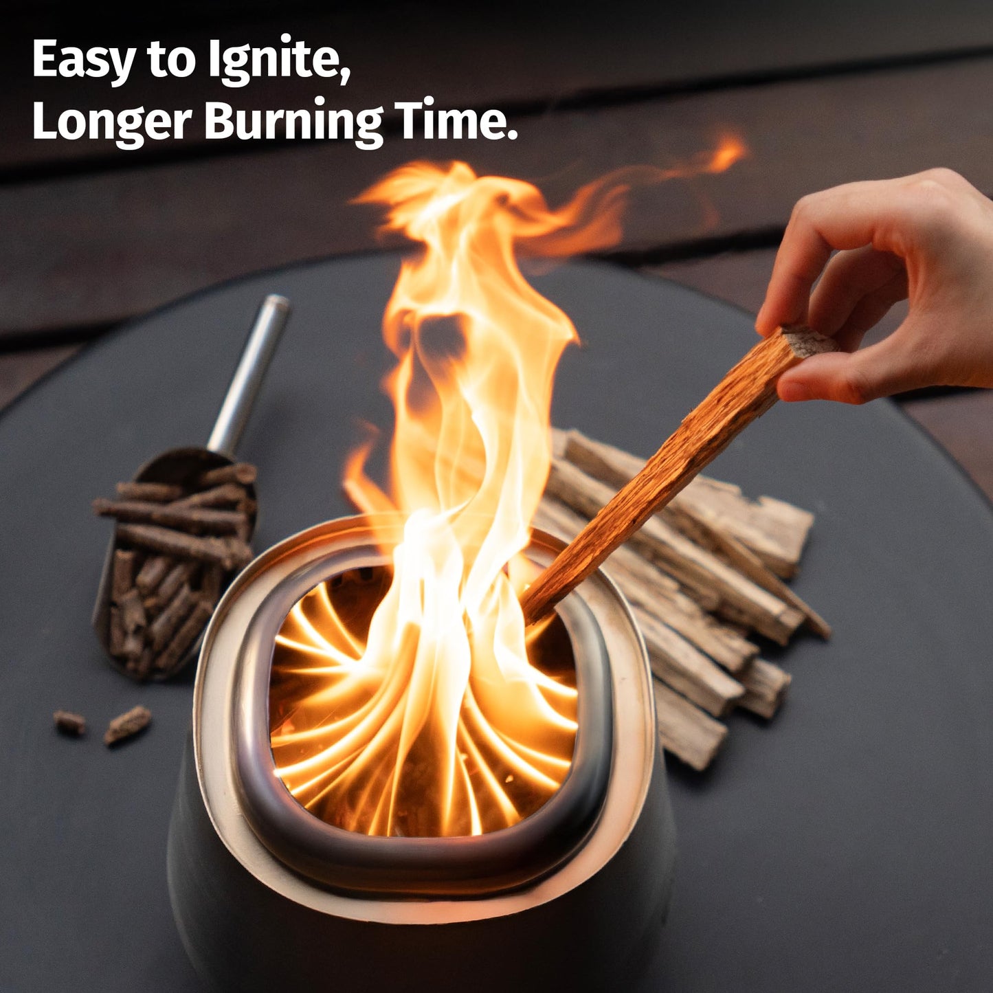 East Oak Fuoco Smokeless Fire Pit 7'' for Patio and Outdoor, 3-in-1 Ash Pan | Portable Wood & Pellet Firepit | Stainless Steel 120% More Efficient Burn | Backyard, Easy Ignition & Compact Design