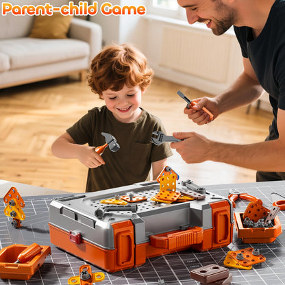 KIZONLY Kids Tools Toy Sets for Aged 3 4 5 6 7 8, 2 in 1 Workbench Toys for Toddlers 3-5, Pretend Play Toolbox, Construction Mechanic Set with Sound, Educational Birthday Gift for Boys Girls Ages 3-8