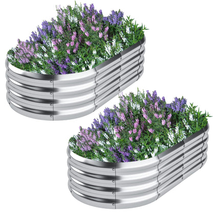 DERYONI Galvanized Raised Garden Bed Kit 2pack,Outdoor Planter Raised Beds 4x2x1ft for Vegetables,Fruits,Flowers,Galvanized Raised Garden Bed Boxes