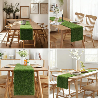 VERDIGRASS Artificial Grass Indoor Outdoor Table Runner 12 x 36 Inch,Waterproof Astro Turf with Drainage Holes,Fake Turf Mat Grass Rug for Golf Themed Party,Wedding, Birthday,Home Decor,Dark Green