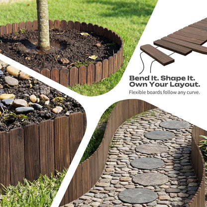 GHWIE Garden Edging Border Garden Fence Wood Fence Border for Yard Patio Path Edging Decorative Landscape Edging Flower Bed Fence,7.87'' H x 48'' L (3)