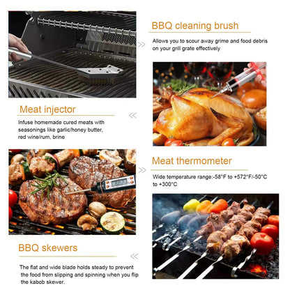 30PCS Portable Grilling Accessories Kit,BBQ Accessories Set with Storage Bag,Stainless Steel Barbecue Tool Set with Apron, for Outdoor,Camping,Backyard Grill Accessories Sets,Man Best Barbecue Gift