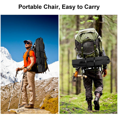 SAILARY Folding Camping Collapsible Chairs Heavy Duty Lawn Chair with Cooler Bag, Storage Pocket, Waterproof Bag Outdoor Arm Chair, Supports 225LBS, Black