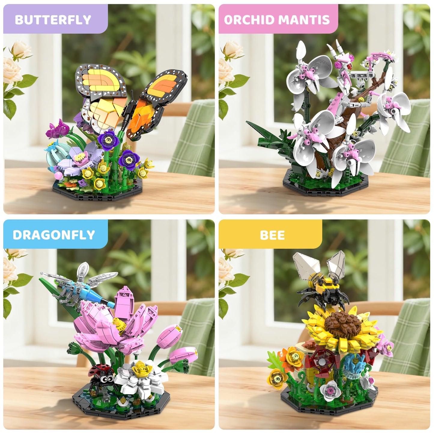 Ideas Insect Collection Building Set, 2059 PCS - Butterfly Orchid Mantis Bee Dragonfly Display Model for Nature Lovers, Compatible with Lego Flowers Animals, STEM Bug Gift Toy for Kids Boys Girls 6+