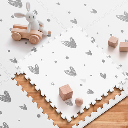 PIGLOG XL Baby Play Mat-72”x 48” Puzzle Play Mat,with 6 Foam Floor Tiles,Waterproof,Interlocking Foam Baby Mat for Babies&Toddlers,Expandable Tiles with Edges,Tummy Time Mat(Love)