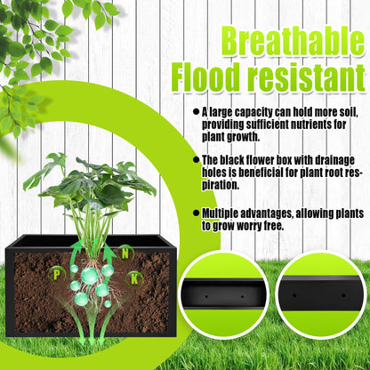 Fsehyue Metal Planter Box 38" x 10" x 30" Large Rectangular Planter Heavy Duty Galvanized Steel Tall Plant Boxes with Insert Shelf and Drainage Holes for Outdoor Patio Yard Garden Porch Terrace