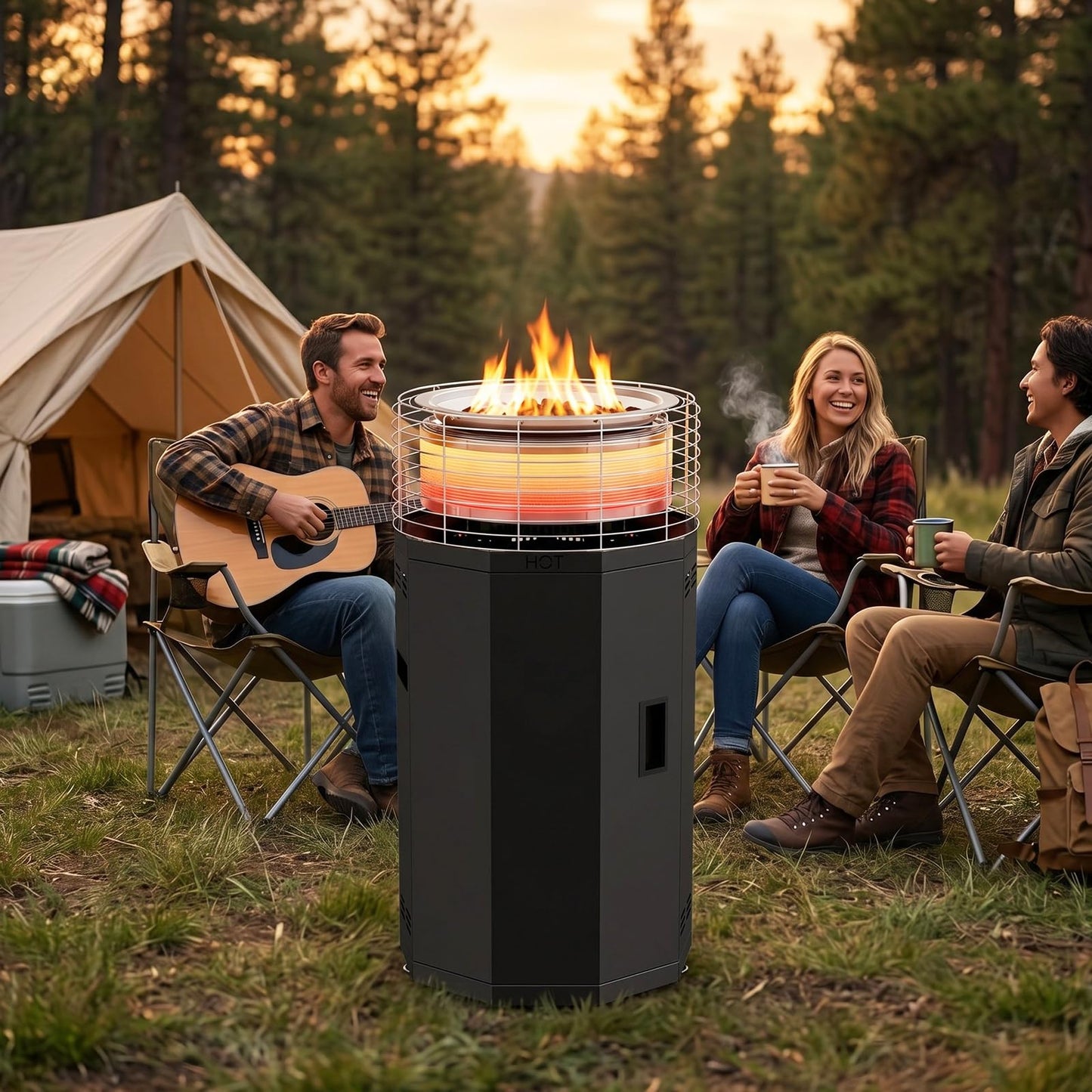 SUNYRISY Outdoor Smokeless Fire Pit for Patio, Dual-Burner 3 Modes Portable Outdoor Heater Stainless Steel Propane Fire Pit for Outside, Deck, Camping, Easy Control and Push to Start Ignition