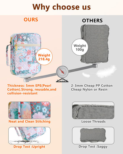 Oterri Bible Cover Case For Women, Large Bible Cover With Bible Study Supplies Accessories, Quilted Soft Bible Tote Bags Church,Classroom,Campus,Neighborhood Association (Flower Quilt, Large)