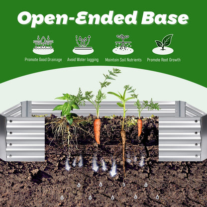 6 x 3 x 3 ft Galvanized Steel Raised Garden Bed, 2 Large Zipper Mesh Screen Windows Mini Greenhouse Outdoor, Bottomless Garden Bed with Greenhouse, Beds for Gardening, Flowers, Herbs, Vegetables