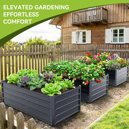 Ohuhu 6x3x1.5 FT Metal Raised Garden Bed Outdoor, Reinforced Galvanized Steel Rustproof Planter Box, 100% Non-Toxic, 202 Gal Large Capacity Heavy Duty Raised Beds for Growing Vegetables Flowers Herbs