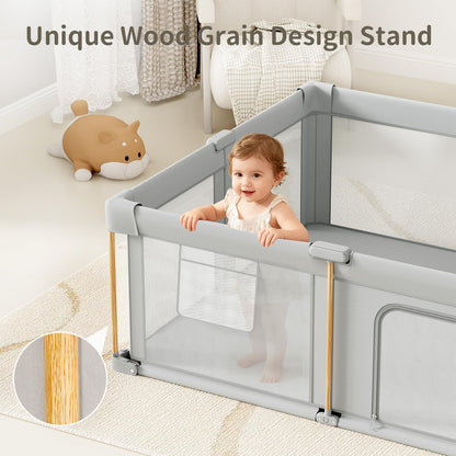 Foldable Baby Playpen with Mat, 71x59 Foldable Play Pen for Babies and Toddlers, Baby Playpen with Portable Design, Collapsible Play Yard for Fence Indoor and Outdoor