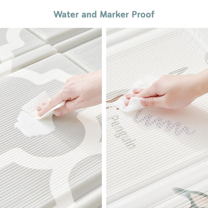 Fortella Extra Large Baby Play Mat for Playpens, 71.5”x70” Reversible & Waterproof, Certified Non-Toxic Foam Mat, 0.6” Thick Foldable Playmat with Travel Case for Tummy Time & Crawling, Indoor Outdoor