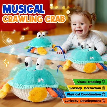 FUNZBO Baby Tummy Time Toys 12 18 Months -Musical Dancing Crawling Crab Babies Plush Toy, Interactive Infant Toys With 50 Songs & Recording Feature,Birthday Gifts for 1 2 3 Year Old Boys Girls Toddler