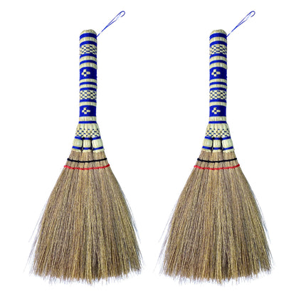 2 Piece Small Whisk Broom Handheld Brush Whisks Away Dust, Dirt & Debris Brush Hanger for Easy Storage Perfect for Indor Outdoor and Car - Short of Asian Whisk Broom (staw soft broom)