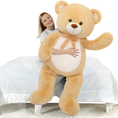 MorisMos Giant Teddy Bear Stuffed Animal 4 Feet,51 in Large Bear Gift for Girlfriend Boyfriend Wife Mom Fiancée, Big Plush Toy for Kid Birthday Christmas Baby Shower Decor,Tan
