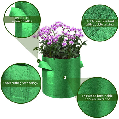 WHATWEARS 12-Pack 15 Gallon Plant Grow Bags, Thickened Nonwoven Fabric Pots with Handles, Vegetable Planter Bags Containers, Cloth Planters for Garden Vegetable/Flower/Plant/Fruits Outdoor (Green)