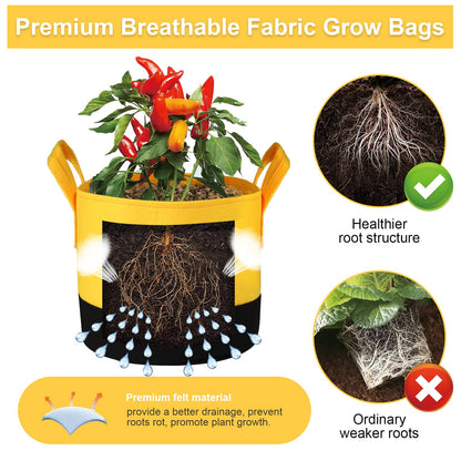Xmpmrb Grow Bags 5Gal/7Gal/10Gal * 2 ，6 Pack Vegetable/Flower/Plant Grow Bags ，Plant Fabric Pots with Handles for Garden and Outdoor Planting (6 Colour, 5Gal/7Gal/10Gal*2)
