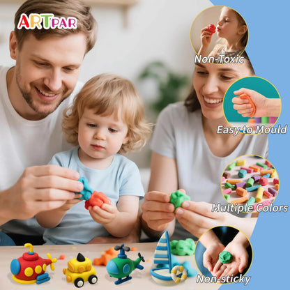 Artpar Kids Air Dry Clay Kit,12 Pack Traffic Modeling Magic Clay Sculpting Set | Ultra Light & Soft DIY Art & Crafts School Classroon Projects,Home Party Favors Supplies for Boys Girls Adults