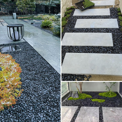 Mulctun 45LB Polished Black Pebbles,1/4" - 3/4" Small Black River Rocks for Landscaping, Natural Gravel Smooth Decorative Stones Dressing for Vases Planters Garden Outdoor Indoor