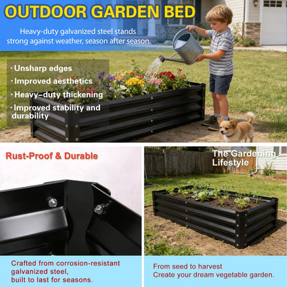 Wirewonders Yardbliss Raised Garden Bed 2 Pack 6x3x1FT, Premium Galvanized Raised Garden Bed, Large Raised Garden Bed Outdoor for Deep-Rooted Vegetables, Flowers, Green and Herbs, Black