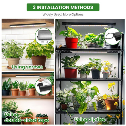 Wolezek Grow Lights for Indoor Plants, 210 LEDs Full Spectrum Plant Grow Light Strips with 6/12/16H Auto Timer, 13.8 Inches Bright Grow Lamp Bar for Plant Shelves and Cabinet, 2 Pack