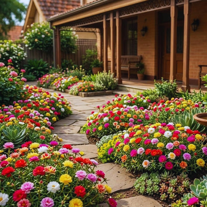 Mix Moss Rose Plants Live, 3 to 5 Inc Tall, Moss Rose Portulaca Plants, Ground Cover Plant Garden