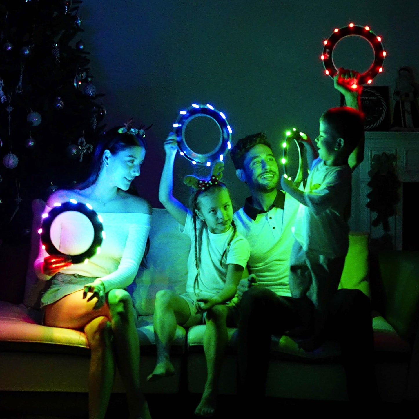 TOSY Bundle of 3-2X Blue + Green - Flying Ring 12 LEDs Super Bright