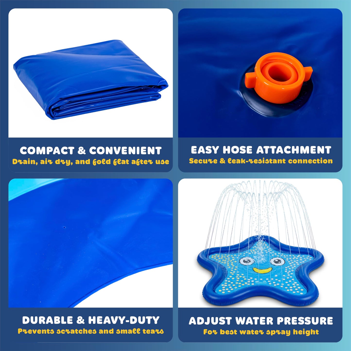 Playland Non-Slip Splash Pad Water Toy for Kids – Fun & Entertaining Toddler Outdoor Toys, Durable Easy-Setup Water Mat, Multi-Purpose Dog Splash Pad & Outdoor Toys for Toddlers 1-3