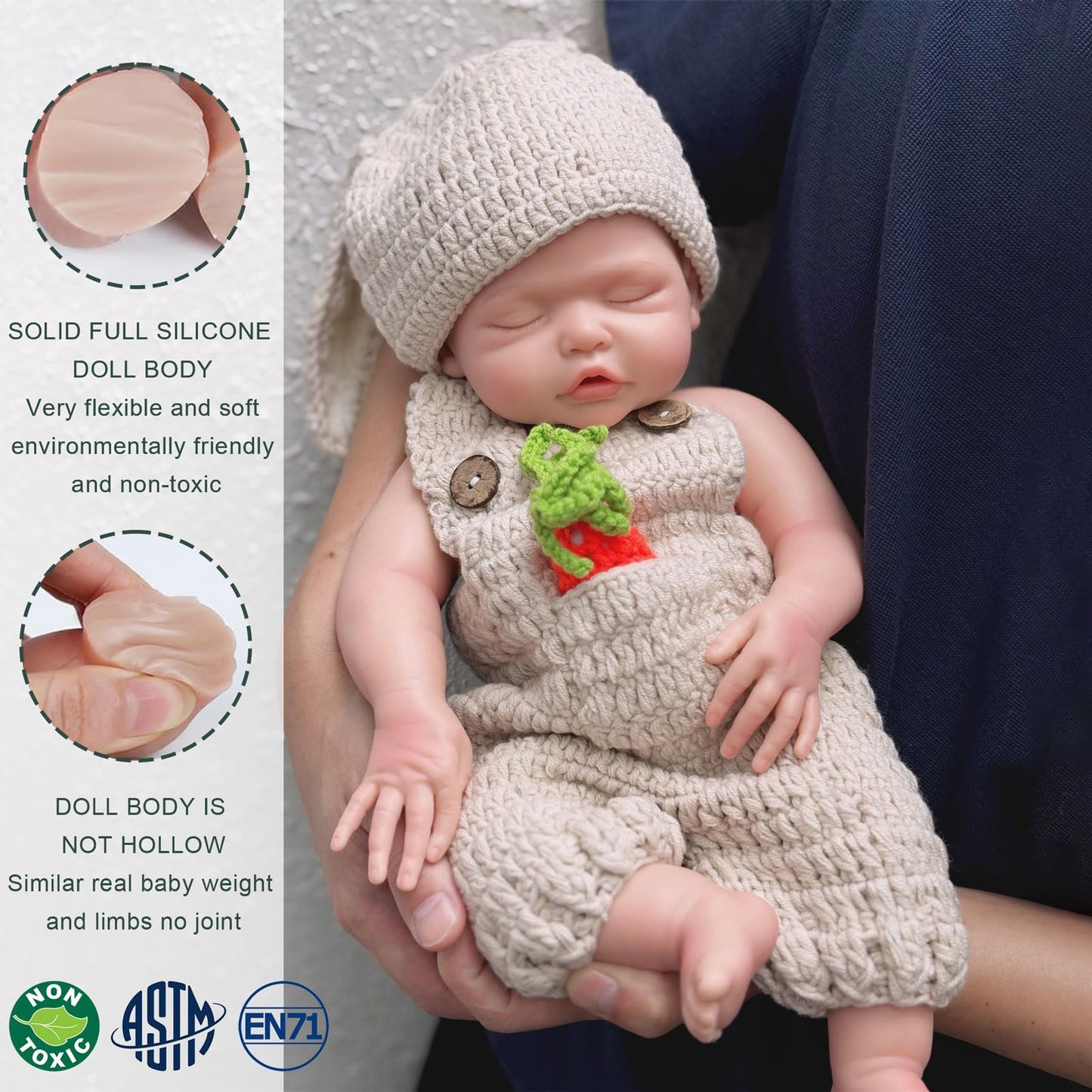 Gileutay 17in Full Silicone Baby Doll Girl Lifelike Sleeping Reborn Dolls Real Life Weighted Newborn Doll Washable Toy for Kids