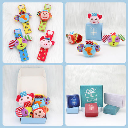 Wrist rattles for Babies 0-24 Months Baby Animal Hand & Foot Finder Educational Toys (4W)