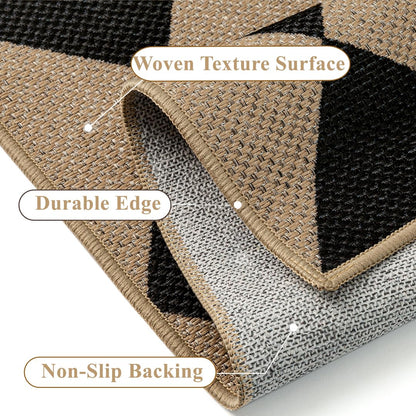 PureCozy 4x6 Checkered Easy Jute Area Rug for Living Room Checkerboard Washable Indoor Outdoor Carpet Farmhouse Patio Office Mat Geometric Non Slip Black Carpet for Dorm Backyard Dining Room