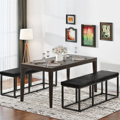 HOOBRO Dining Bench, Dining Room Bench with PU Leather Upholstered Seat, for Kitchen, Living Room, Hallway, Kitchen, Entryway, Bedroom, Black BB46CD01