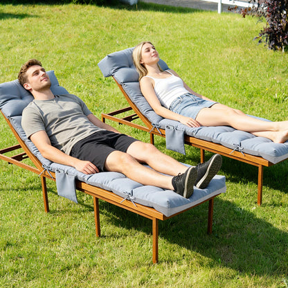 GNRZZT Outdoor Chaise Lounge Cushion 76 x 22 x 4.7 Inch, Thick Tufted Lounge Chair Cushion Replacement Pad for Patio Recliner, Indoor Outdoor Long Seat Cushion with Ties, Light Gray