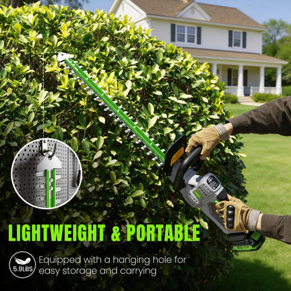 Hedge Trimmer Cordless 22" - 21V Powerful Electric Hedge Trimmer with 2 x 2.0Ah Batteries and Fast Charger, Easy to Use, 3200RPM Lightweight Battery Powered Bush Trimmers for Garden, Yard Care, GT860