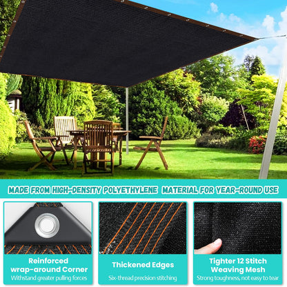 Riare 90% Black Shade Cloth- 10 x 13 FT Sunblock Garden Shade Cloth, Sun Shade Mesh Tarp with Reinforced Grommets for Greenhouse, Garden, Patio, Backyard, Plants, Pergola, Chicken Coop