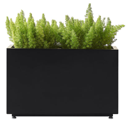 Foresland Outdoor Metal Planter Box 26Wx10Dx16H, Large Rectangular Trough Planters, Easy 5-Min Assembly, Modern Plant Container with Drainage Holes, Heavy Duty, Weather Resistant, Black