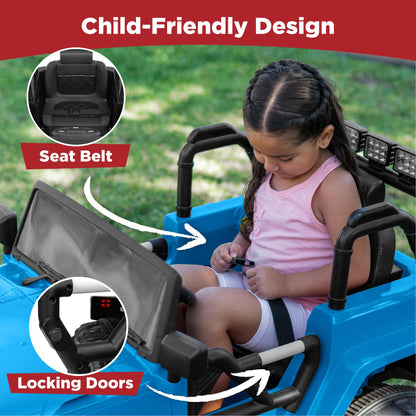 Best Choice Products Jumbo 12V Kids Electric Vehicle Toy Ride On Car with Parent Remote Control for Toddlers, Seat Harness, 65 lb Weight Capacity, Spring Suspension, 3.7 MPH Max Speed - Light Blue