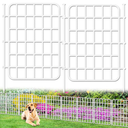 30ft x 17in Garden Fence Animal Barrier, 28 Panels No Dig Fence Border, Rustproof Metal Decorative Garden Fencing with Ground Stake, Flower Bed Edging Border for Dog, Rabbit, Outdoor Patio, White