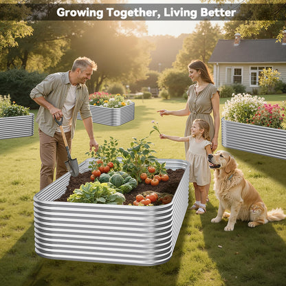 CATMANOR 2 Pack Tall 8FT Corrugated Galvanized Steel Raised Garden Bed Outdoor, Metal Above Ground Garden Bed for Vegetables and Flowers, Raised Beds for Gardening-8x3FT