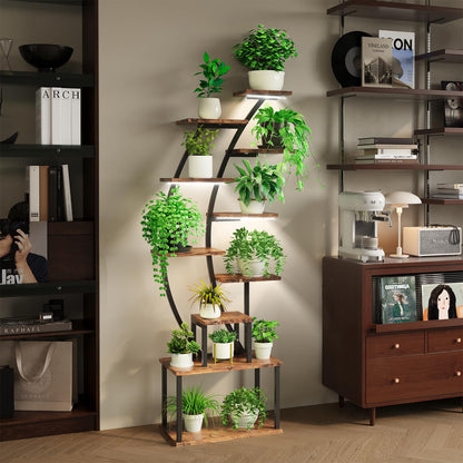 MODCART Plant Stand Indoor with Grow Lights, 63" Metal Plant Shelf, 9 Tiered Indoor Plant Stand, Tall Plant Stands Indoor Multiple Stands for Living Room, Patio