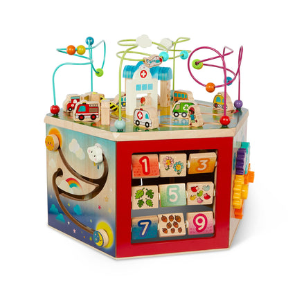 Battat – Wooden Activity Cube – City – Themed Activity Center – Educational Toys – Wooden Toys for Toddlers and Kids – 1 Year +