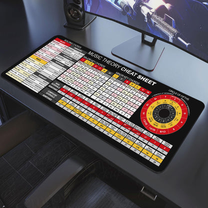Music Theory Reference Mouse Pad – Circle of Fifths, Chord Builder & Intervals Table for Piano, Guitar & Music Students, Essential Computer Accessories for Study, Work, and Reference Purposes KMH