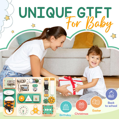 KALOTOYS Busy Board Montessori Toys for 1 2 3 Year Old - Sensory Toys for Toddlers 1-3 - Fine Motor Skills & Early Learning - Montessori Gift for Boys & Girls, Travel-Friendly & Safe