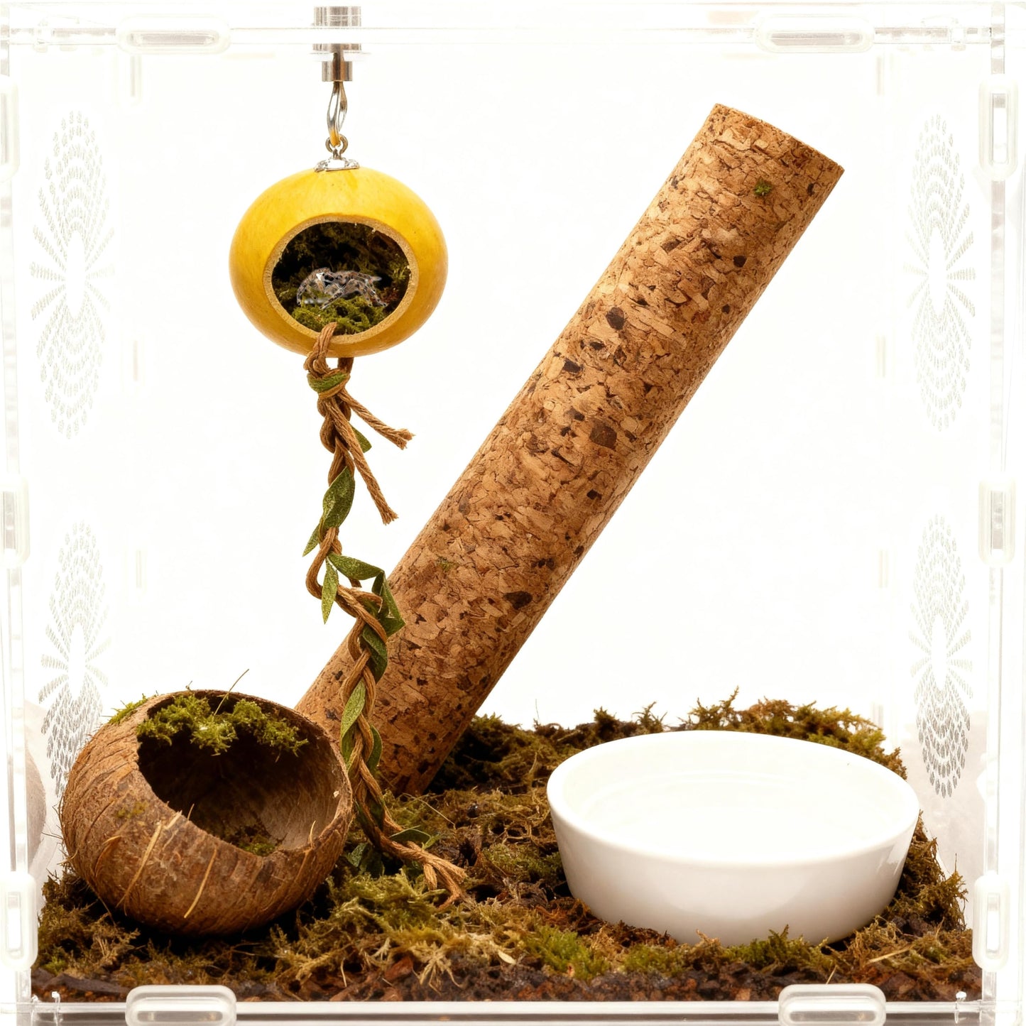 Jumping Spider Hideout - Wood Habitat with Magnetic Mount Spider Climbing Platform Suitable for Jumping Spiders and Other Small Insects