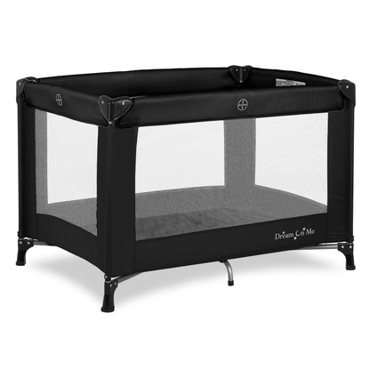Dream On Me Nest Portable Playard in Black with Carrybag an Shoulder Strap, Lightweight, Packable and Easy Setup Baby Playard, Breathable Mesh Sides and Soft Fabric - Comes with a Removable Padded Mat