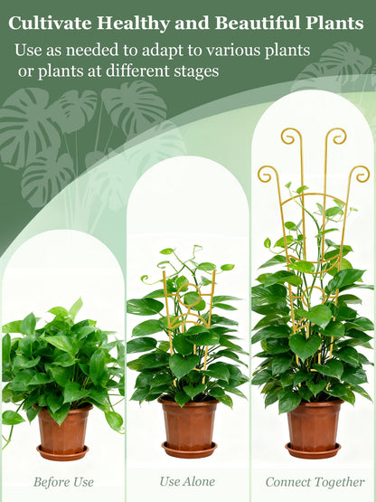 33 Inch Tall Expandable Metal Trellis for Potted Plants, Rustproof Expandable Indoor Outdoor Plant Support Trellis for Climbing Plants, Monstera, Ivy, Hoya with Sturdy Weighted Base (Gold)