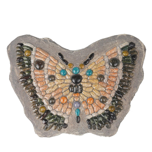 LC LCdecohome Garden Stepping Stones Outdoor - Resin Pebble in Butterfly Shape Stepping Stone Decorative Stone Bright Color Memories Pavers Outdoor for Garden Yard Multicolor 15.75 * 11.5 * 1 Inch