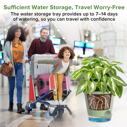 GARDIFE 2026 Upgraded Self Watering Plant Pots with Drainage Hole, 7/6.5/6/5.5/5/4 Inch Flower Planting Containers for House Plants, African Violet, Flowers, Cactus (Green, 7+6.5+6+5.5+5+4 inch)